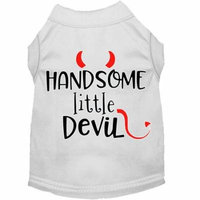 Handsome Little Devil Screen Print Dog Shirt White Med (12)