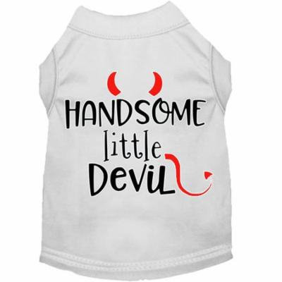Handsome Little Devil Screen Print Dog Shirt White Med (12)