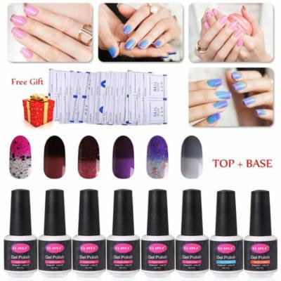 CLAVUZ Gel Nail Polish 6pcs Soak Off Very Adorable Color Changing Nail Polish Kit with Top Coat and Base Coat Manicure Gift Set Nail Remover Warp (PCS1)