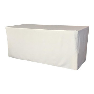 LA Linen TCpop-fit-72x30x30-WhiteP11 2.23 lbs Polyester Poplin Fitted Tablecloth White