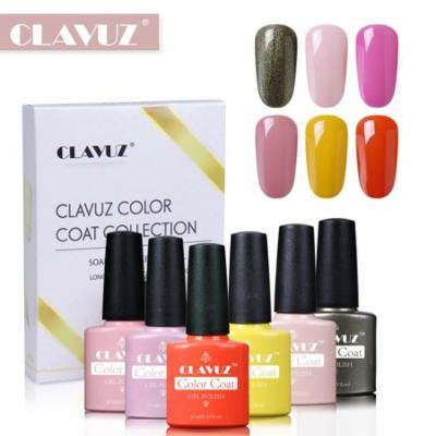 CLAVUZ 6pcs Bright Color Nail Care Manicure Gel Nail Polish Soak Off UV LED Long Lasting Varnish Elegant Manicure Gift Set S009