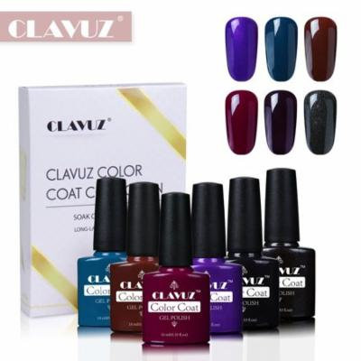 CLAVUZ 6pcs Bright Color Nail Care Manicure Gel Nail Polish Soak Off UV LED Long Lasting Varnish Elegant Manicure Gift Set S008
