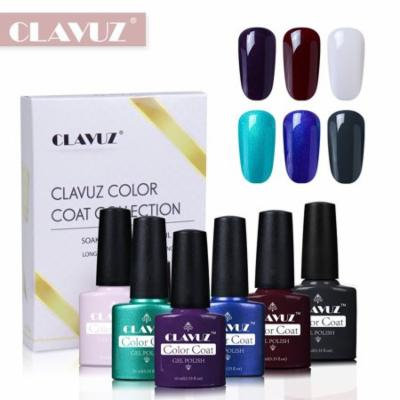 CLAVUZ 6pcs Bright Color Nail Care Manicure Gel Nail Polish Soak Off UV LED Long Lasting Varnish Elegant Manicure Gift Set S004