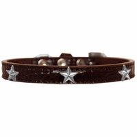 Silver Star Widget Croc Dog Collar Chocolate Size 12