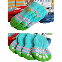Mosunx 4Pcs Pet Dog Socks Cute Cartoon Dog Non-slip Warm Socks