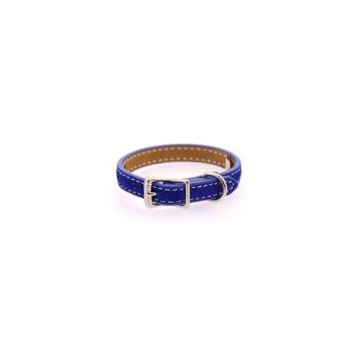 Saratoga Suede Leather Dog Collar by Auburn Leather - Blue 1/2