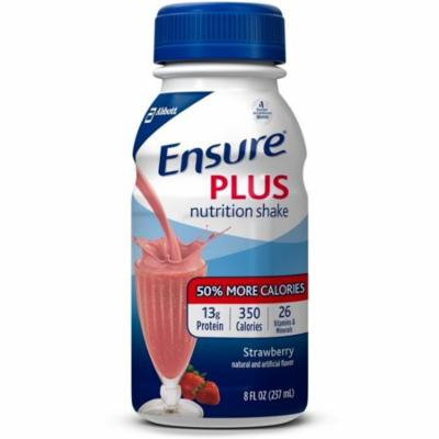 4 Pack - Ensure Plus Nutrition Shake, Strawberry 8 oz bottles (case of 24)