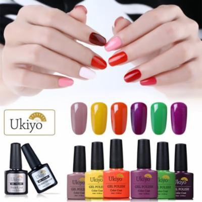 Ukiyo 6 Colors UV LED 10ML Gel Nail Polish + No Wipe Top Coat + Base Coat ,Set 11