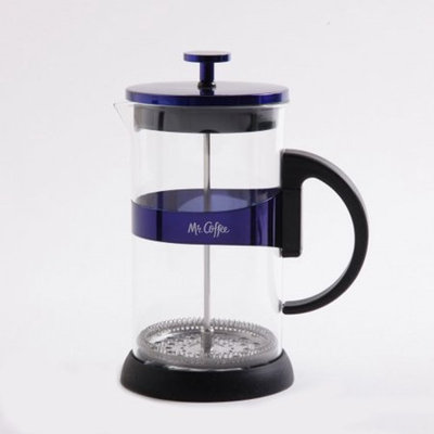 Gibson Overseas, Inc. Mr. Coffee Max Brew 32oz Glass Coffee Press, Blue, Specialty