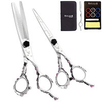 Washi Beauty - Black Rosebud Shear Set with 6.0” Shear, 30 Tooth Texturizer, Free Razor & Case