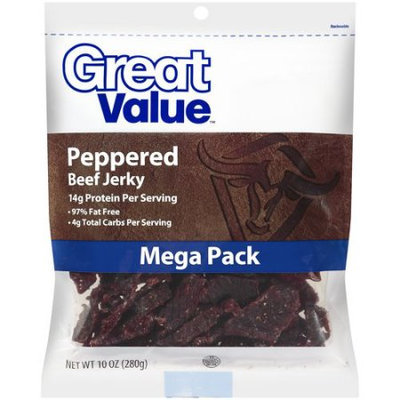 Great Value Peppered Beef Jerky Mega Pack, 10 oz