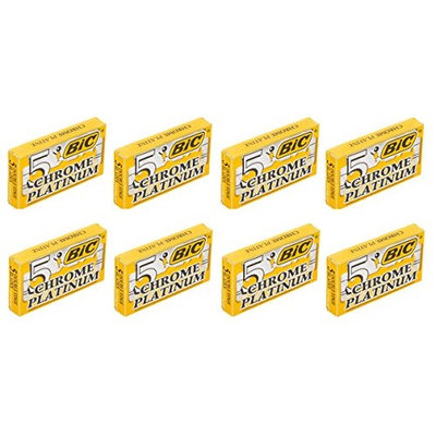 BIC Chrome Platinum Double Edge Safety Razor Blades, 40 Count + FREE Assorted Purse Kit/Cosmetic Bag Bonus Gift