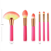 Kim88 Makeup Brush Wooden Cosmetic Foundation Eyebrow Eyeshadow Lip Brush Sets 6PCS
