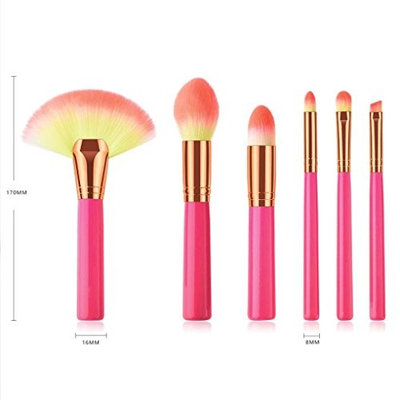 Kim88 Makeup Brush Wooden Cosmetic Foundation Eyebrow Eyeshadow Lip Brush Sets 6PCS