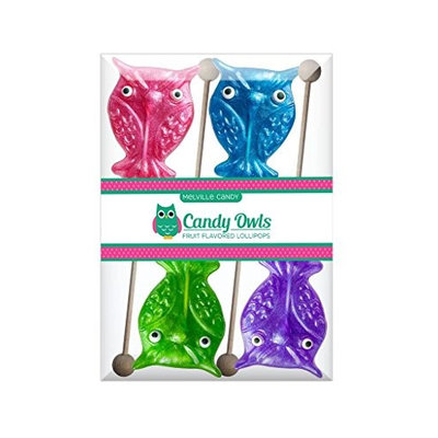 Melville Candy Company Glitter Owl Candy Large Lollipops Boxed Gift Set