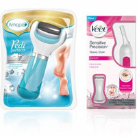 4 Pack - Amope Pedi Perfect Electronic Foot File (Regular Coarse) & Veet Sensitive Precision Beauty Styler For Eyebrows,