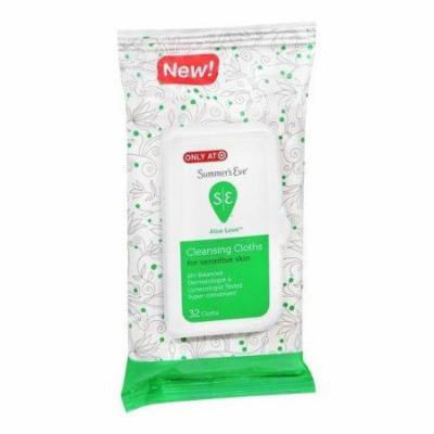 Summers Eve Aloe Love Cleansing Cloths For Sensitive Skin 32 Count Each