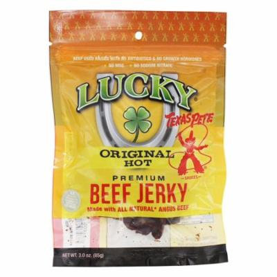 Lucky Beef Jerky - All Natural Angus Beef Jerky Original Hot - 3 oz.