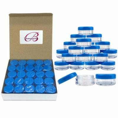 Beauticom 2000 Pieces High Quality 5 Gram 5 ml (0.17 oz) Plastic Round Cosmetic Beauty Makeup Sample Jars (Blue Lid)