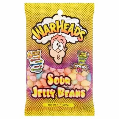 (6 Pack) Warheads, 6 Assorted Flavors Sour Jelly Beans, 8 Oz