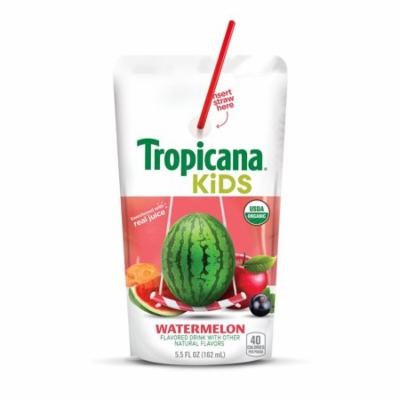 (4 Pack) Tropicana Kids Organic Juice Drink Pouch, Watermelon, 5.5 oz Pouches, 8 Count