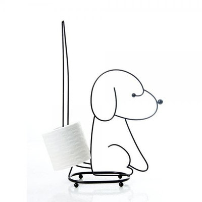 SITTING DOG TOILET TISSUE HOLDER IN CHROME
