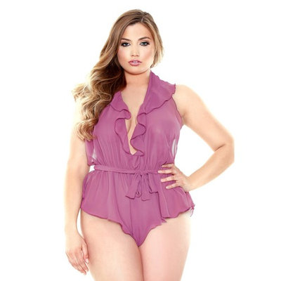 Queen Ruffle Me Up Romper Fantasy Lingerie P183X Orchid
