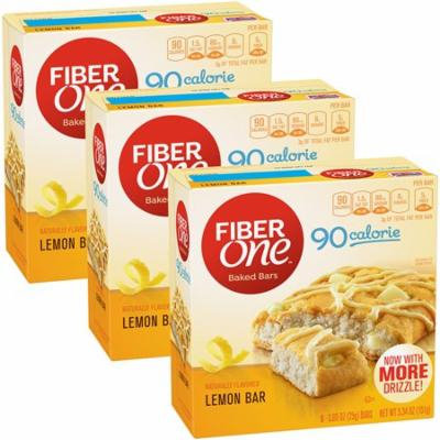 (3 Pack) Fiber One 90 Calorie Soft-Baked Bar, Lemon Bar, 6 Fiber Bars, 5.34 oz