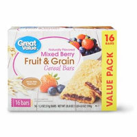 (2 Pack) Great Value Fruit & Grain Cereal Bars, Mixed Berry, 16 Count