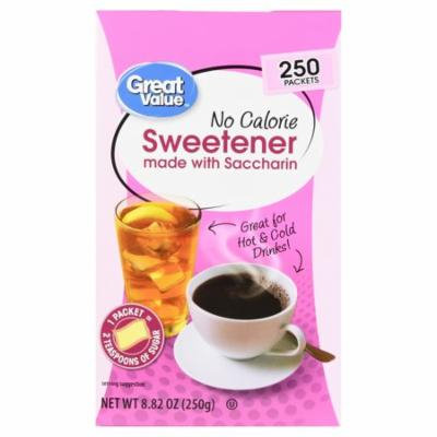 (3 Pack) Great Value Sweetener with Saccharin Packets, No Calorie, 8.82 oz, 250 Count