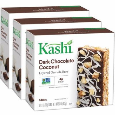 (3 Pack) Kashi, Dark Chocolate Coconut Layered, 1.1 Oz, 6 Ct Granola Bars