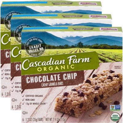 (3 Pack) Cascadian Farm Organic Granola Bars Chocolate Chip Chewy 6 Bars