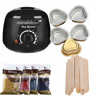 iMeshbean Wax Warmer Heater Pot Machine + 400g Waxing Beans + 20pcs Hair Removal Sticks, Black