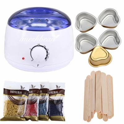 iMeshbean Wax Warmer Heater Pot Machine + 400g Waxing Beans + 20pcs Hair Removal Sticks, White