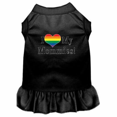 I Heart my Mommies Screen Print Dog Dress Black XXL