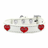 Paw Heart Widget Dog Collar White Size 16