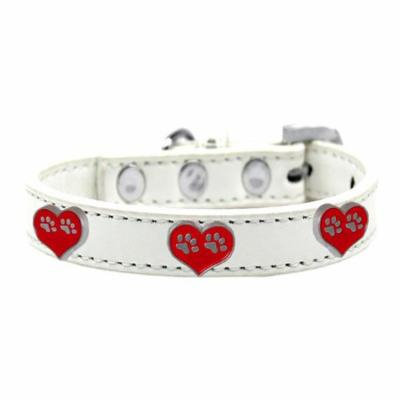 Paw Heart Widget Dog Collar White Size 16