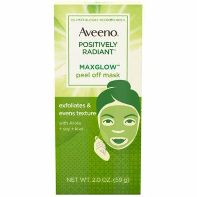 6 Pack - AVEENO Positively Radiant MaxGlow Peel Off Exfoliating Face Mask with Alpha Hydroxy Acids, Moisture Rich Soy &