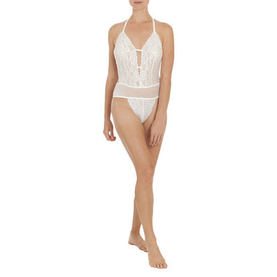 Women's and Women's Plus Bridal Collection Lace Teddy Sleep Body Suit
