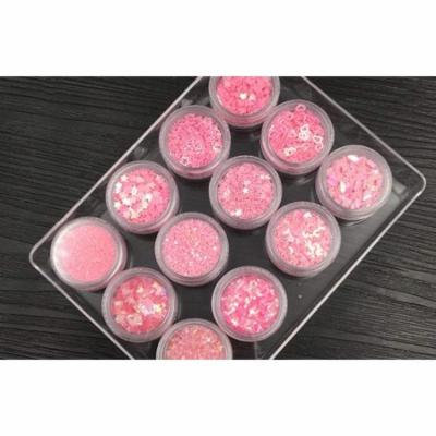 Magik 12 Pack Nail Art Glitter Powder Pieces UV Gel Acrylic Sequins Decoration Tips (#1 Pink Set)