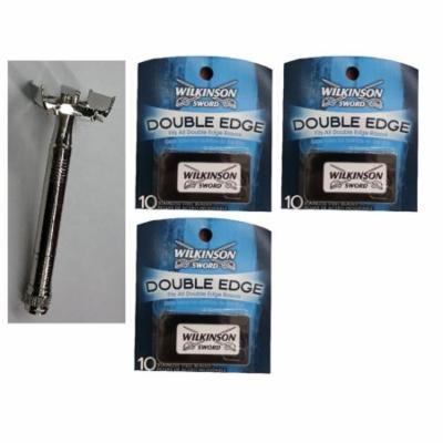 Double Edge Safety Razor + Wilkinson Sword Double Edge Razor Blades, 10 ct. (Pack of 3) + Yes to Coconuts Moisturizing Single Use Mask