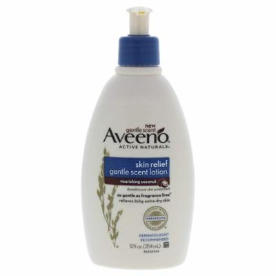 4 Pack Aveeno Skin Relief Gentle Scent Lotion, Nourishing Coconut, 12 oz each