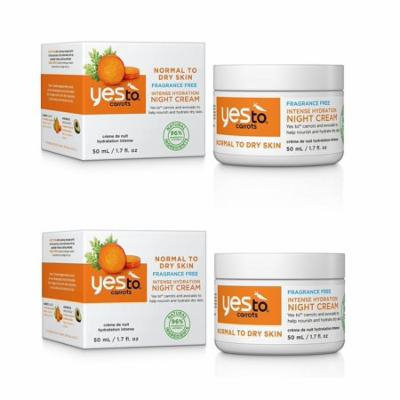 Yes To Carrots Normal To Dry Skin, Fragrance Free, Intense Hydration Night Cream, 1.7 Oz (Pack of 2) + Yes to Tomatoes Moisturizing Single Use Mask