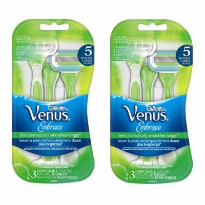 Gillette Venus Embrace Disposable Razors 3 ct (Pack of 2) + Yes to Coconuts Moisturizing Single Use Mask