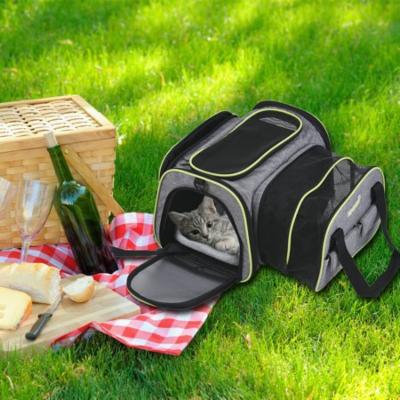 Dadypet Expandable 600D Material Travel Pet Carrier Soft Sided Foldable Pet Dog Cat Carrier Bag with Fleece Mat Large Space Easy Carry on Luggage with Pockets to Store Goods Most Airline Approved