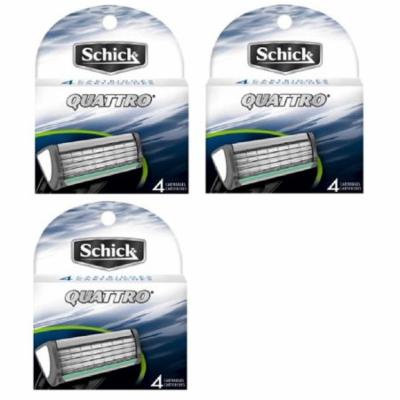 Schick Quattro Refill Razor Blade Cartridges, 4 Cartridges (Pack of 3) + Yes to Coconuts Moisturizing Single Use Mask