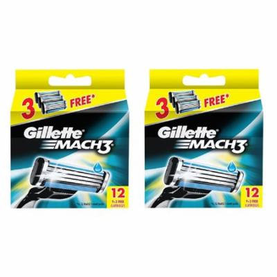 Gillette Mach3 Refill Razor Blade Cartridges, 12 Count (Pack of 2) + Yes to Coconuts Moisturizing Single Use Mask