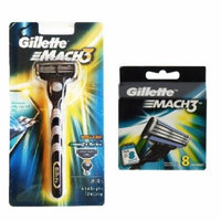 Gillette Mach3 Razor Blade Handle + Gillette Mach3 Refill Cartridges, 8 Count + Yes to Coconuts Moisturizing Single Use Mask