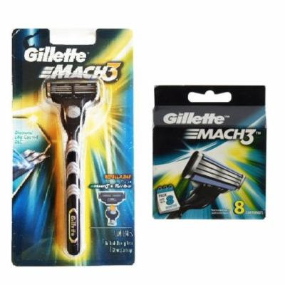 Gillette Mach3 Razor Blade Handle + Gillette Mach3 Refill Cartridges, 8 Count + Yes to Coconuts Moisturizing Single Use Mask