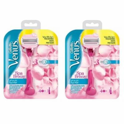 Gillette Venus Spa Breeze Razor Handle with 4 Refill Blade Cartridges (Pack of 2) + Yes to Coconuts Moisturizing Single Use Mask